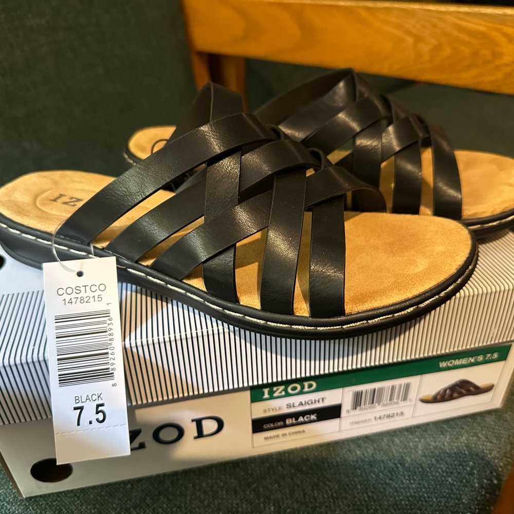 Izod Black Strappy Sandals (New!!)